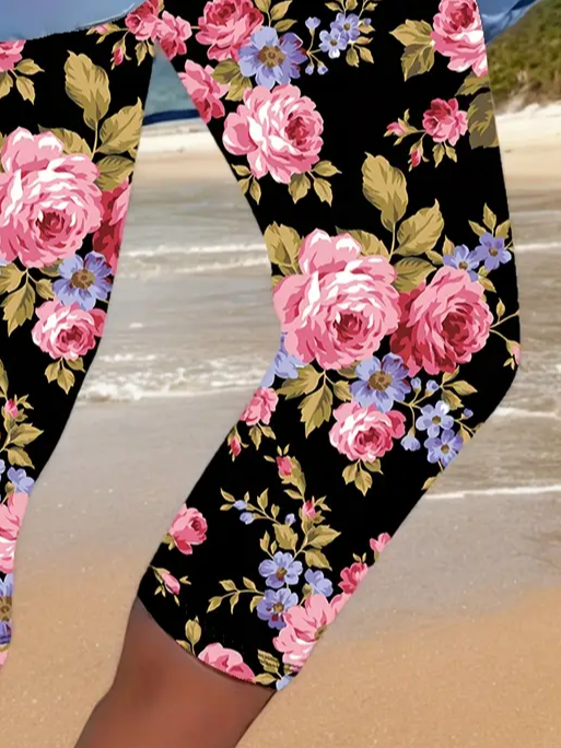 Women's Floral Spring Print Casual Leggings