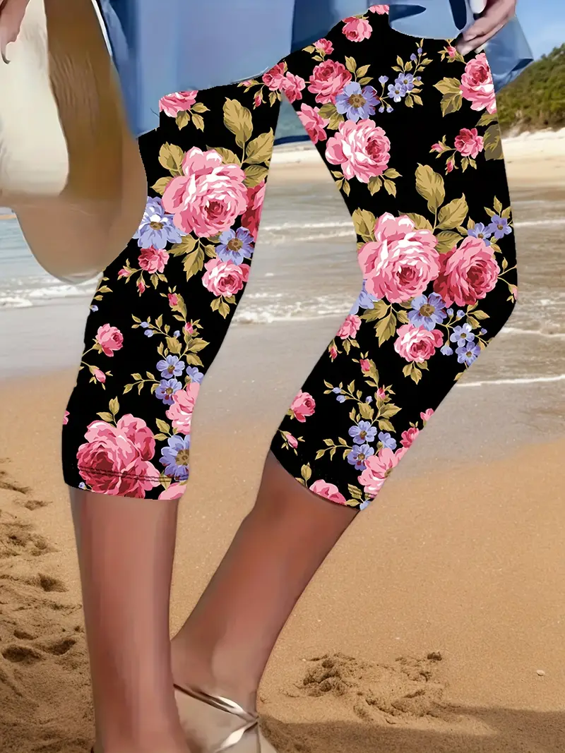 Women's Floral Spring Print Casual Leggings