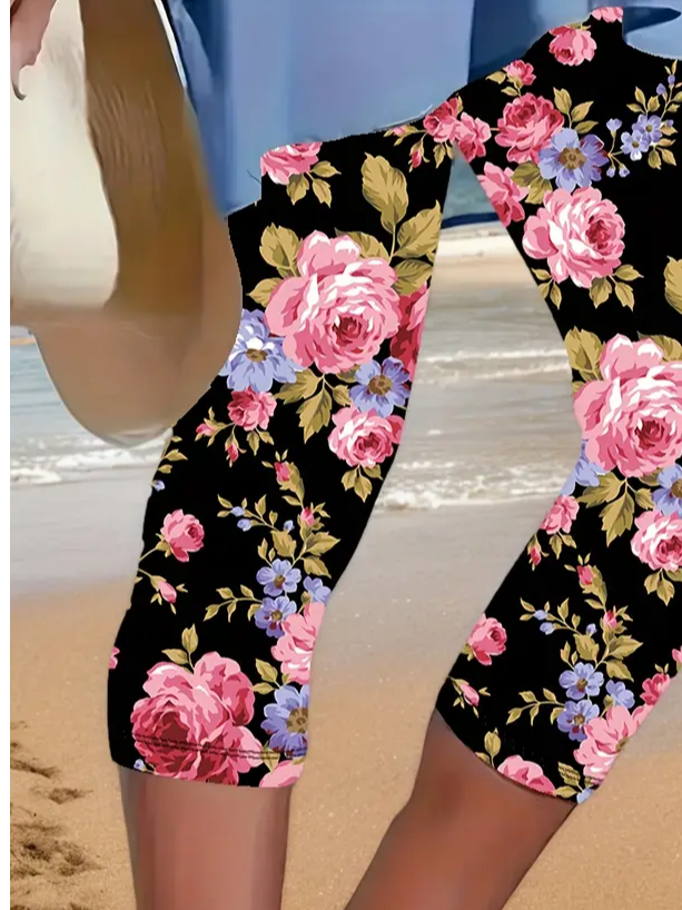 Women's Floral Spring Print Casual Leggings