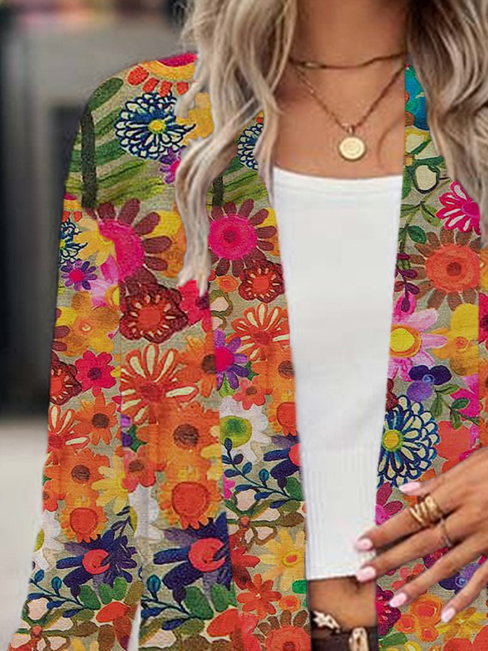 Women's Floral Spring Print Casual Fashion Cardigan