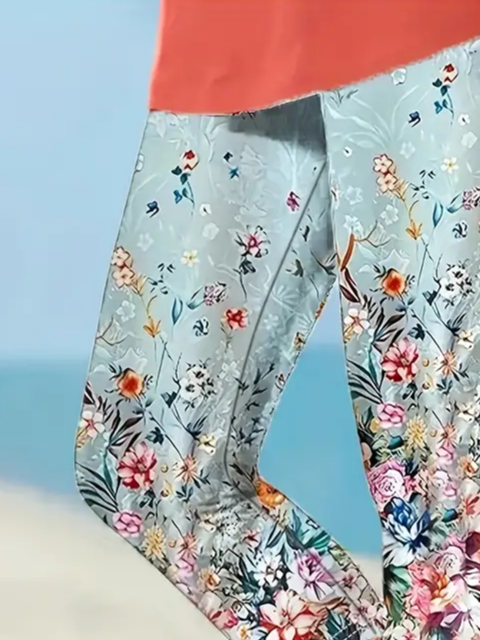 Women's Floral Spring Print Casual Leggings