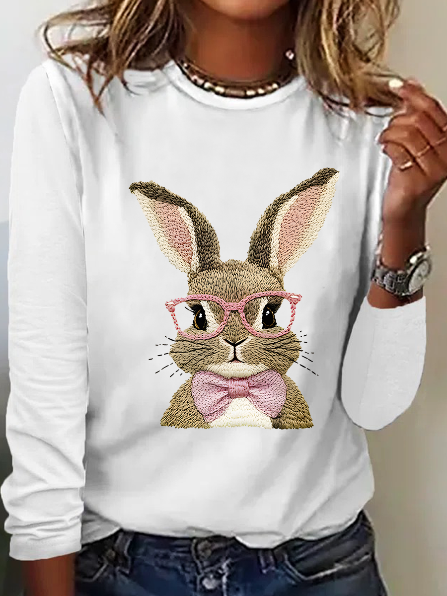 Cute Easter Bunny Casual Long Sleeve Shirt