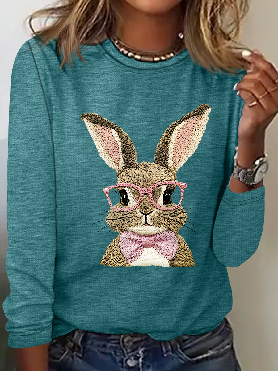 Cute Easter Bunny Casual Long Sleeve Shirt