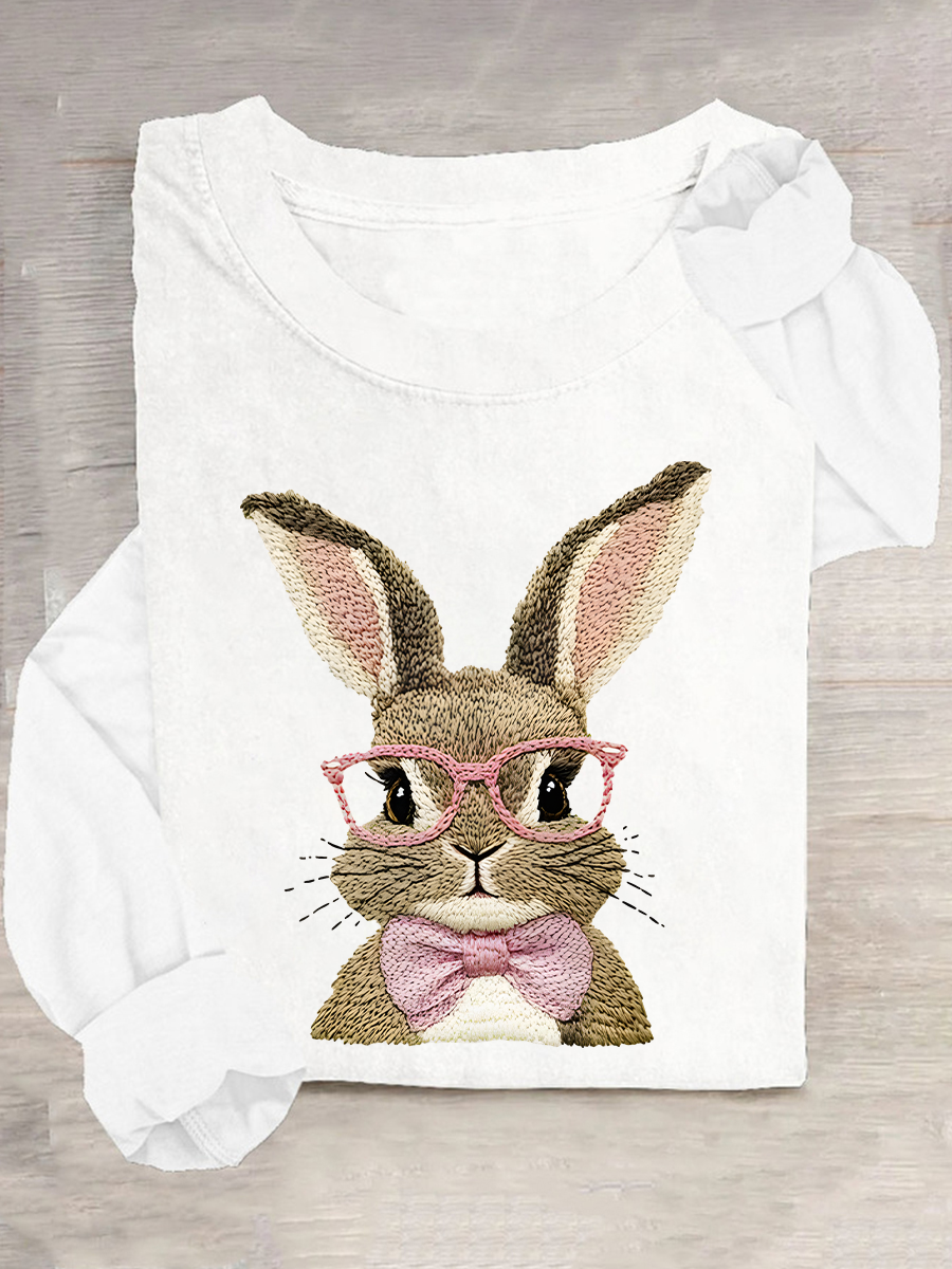 Cute Easter Bunny Casual Long Sleeve Shirt
