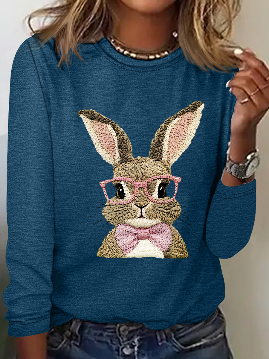 Cute Easter Bunny Casual Long Sleeve Shirt