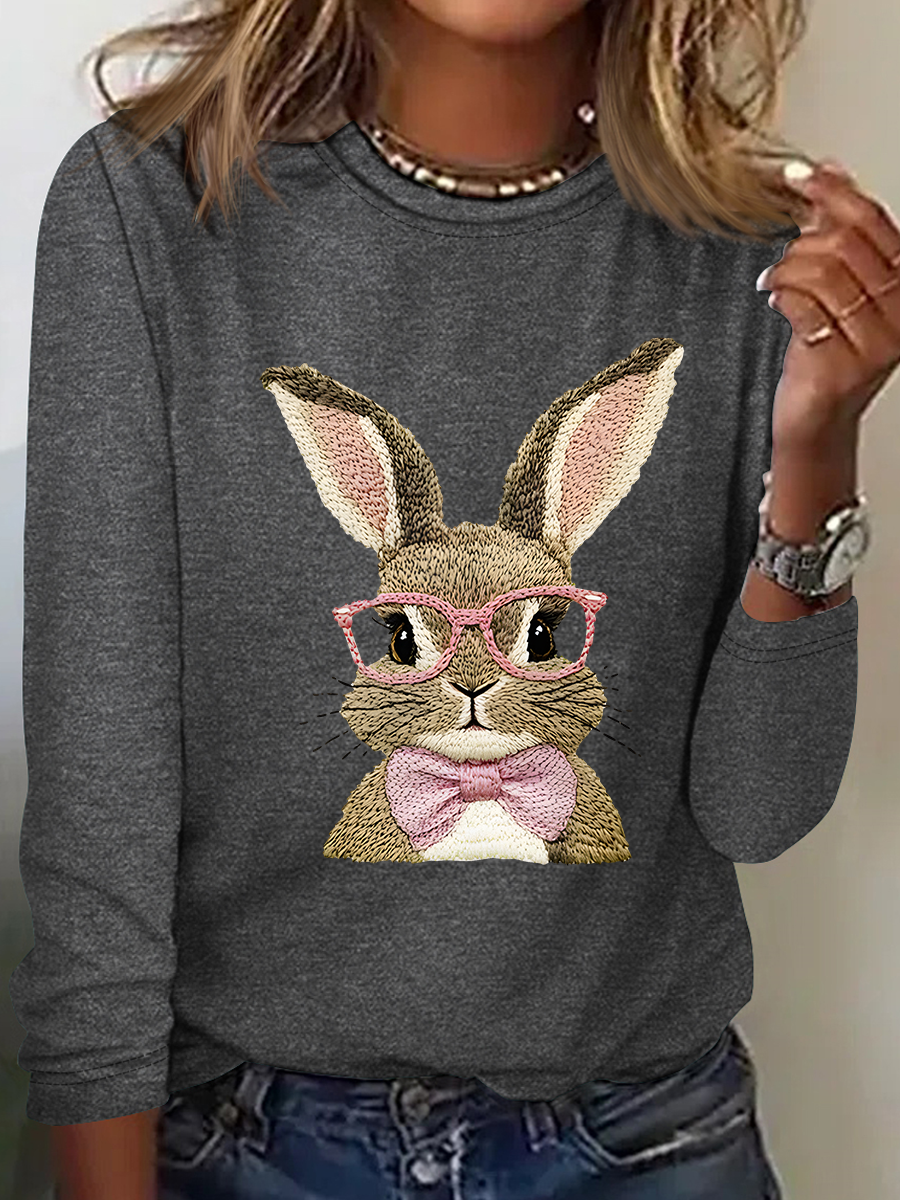Cute Easter Bunny Casual Long Sleeve Shirt