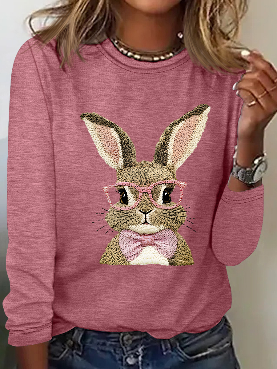 Cute Easter Bunny Casual Long Sleeve Shirt