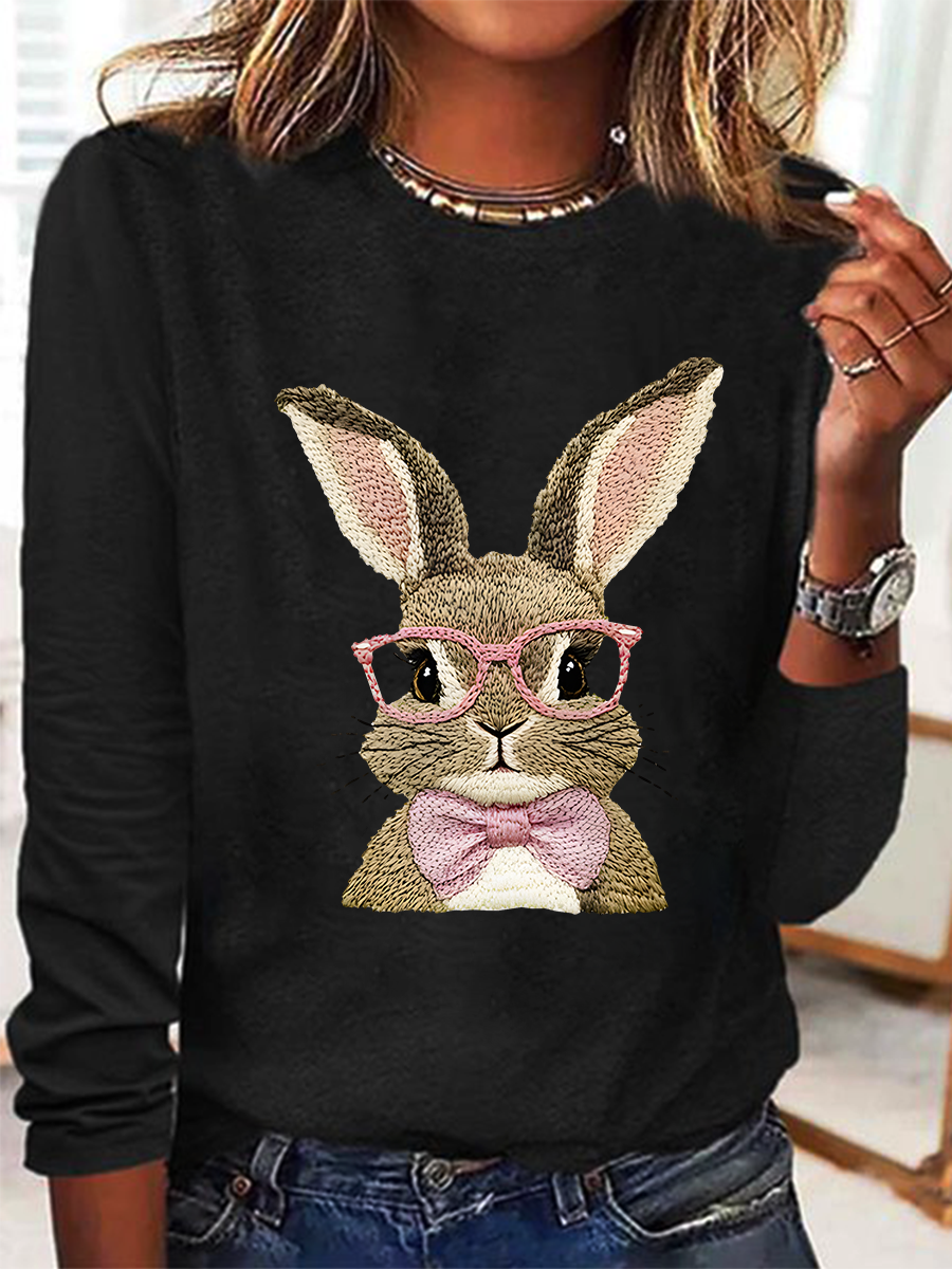 Cute Easter Bunny Casual Long Sleeve Shirt