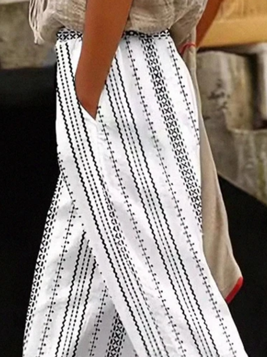 Women's Striped Print Spring Casual Pants