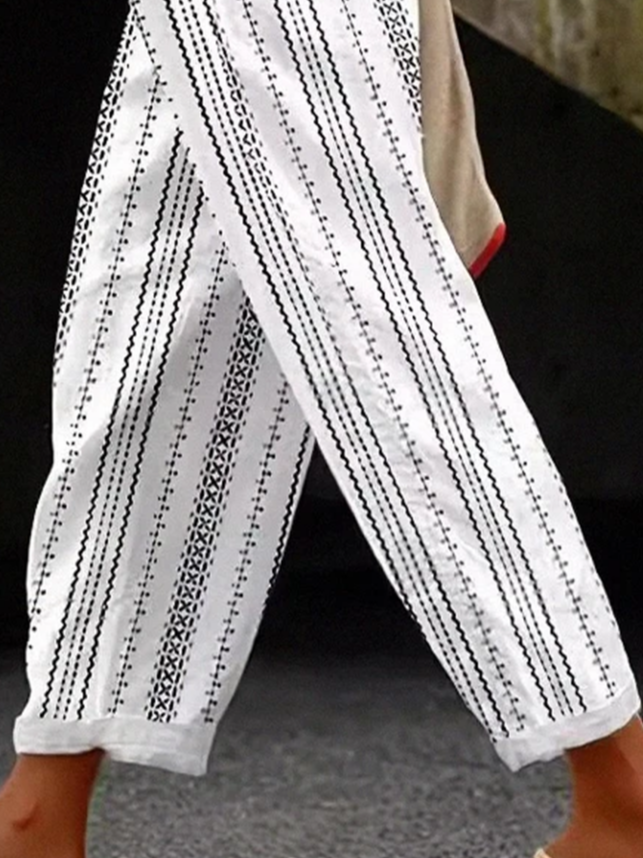 Women's Striped Print Spring Casual Pants