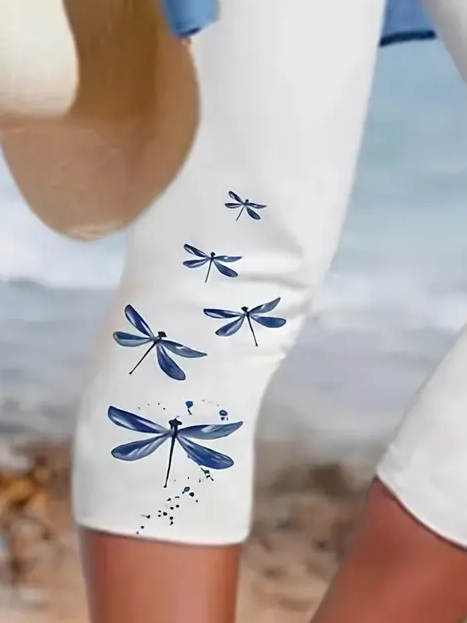Women's Dragonfly Print Spring Casual Leggings