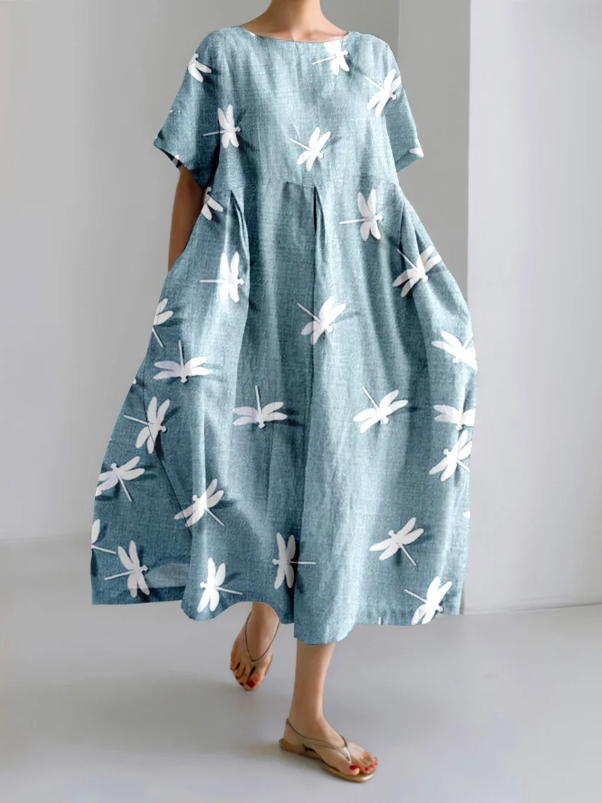 Regular Fit Animal Crew Neck Casual Dress With No