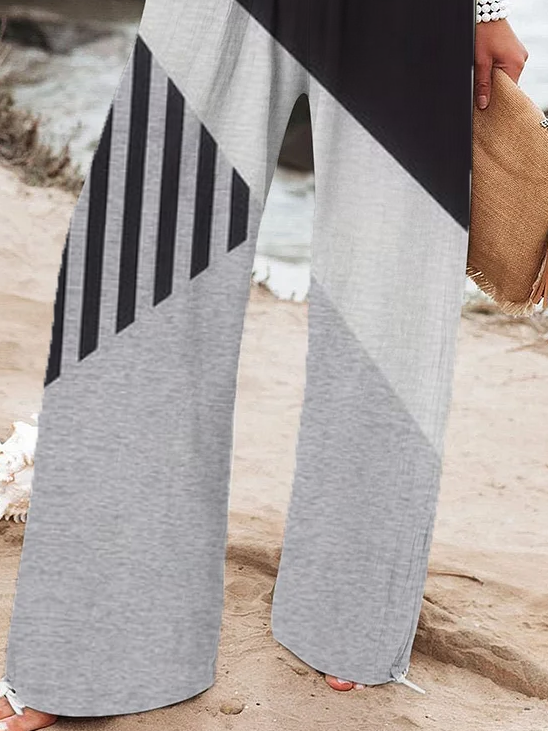 Women's  H-Line Baggy Pants Daily Going Out Pants As Picture Casual Printing Contrast Stitching Spring/Fall Pants