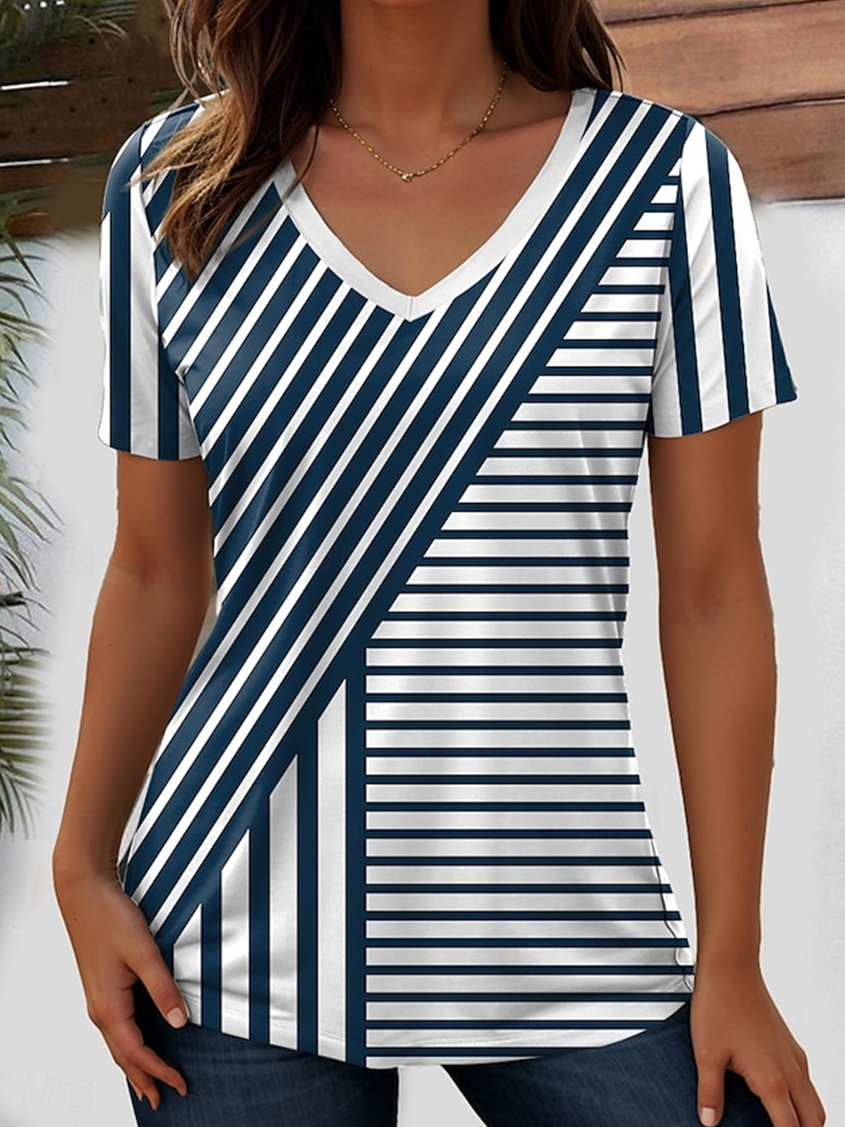 Cotton Casual V Neck Regular Fit T-Shirt