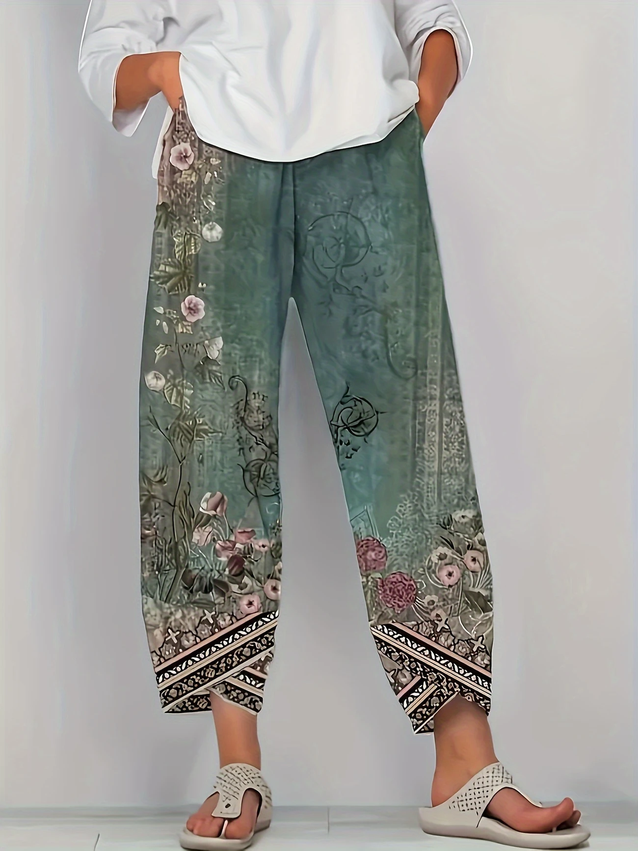 Women's Floral Spring Print Casual Pants