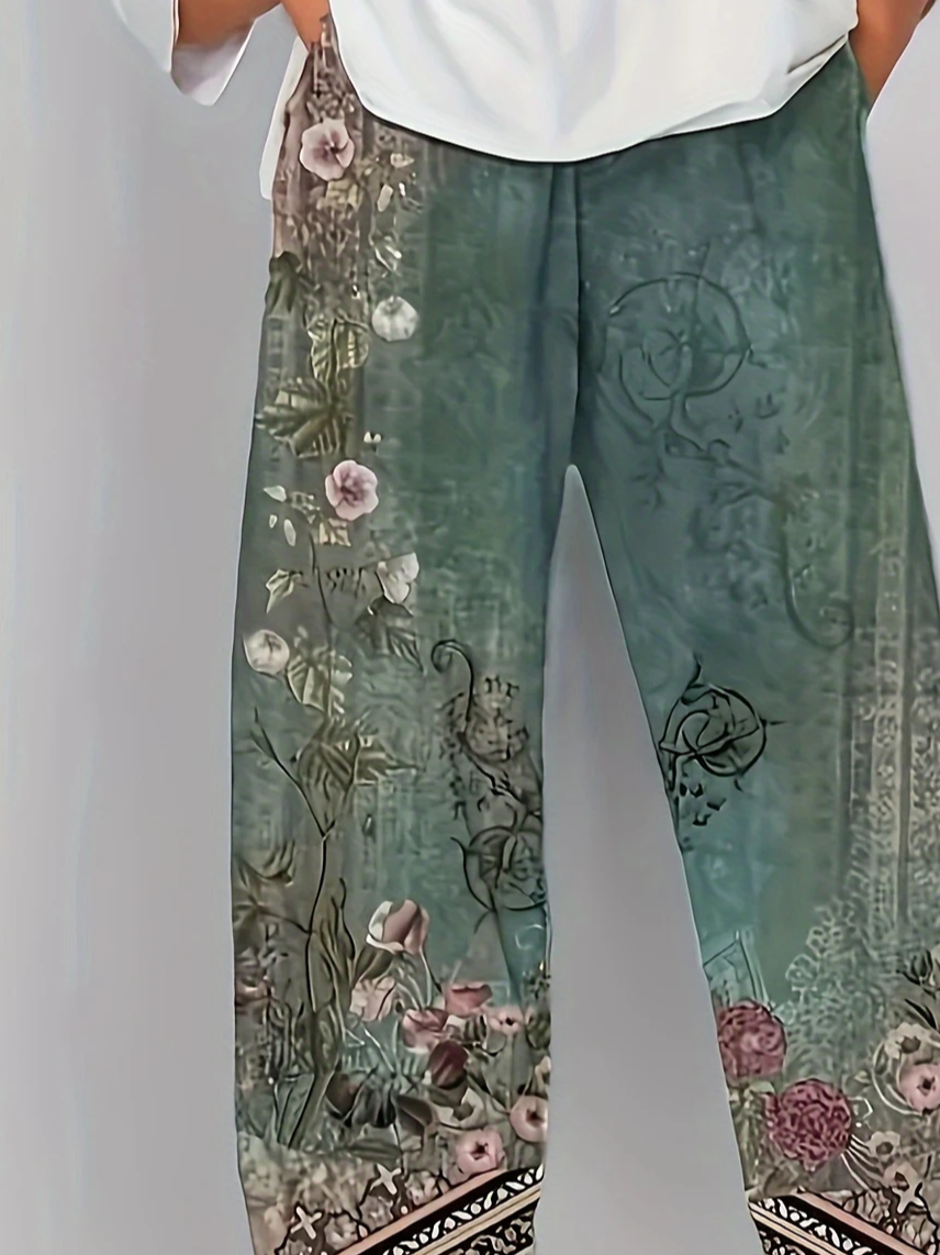 Women's Floral Spring Print Casual Pants