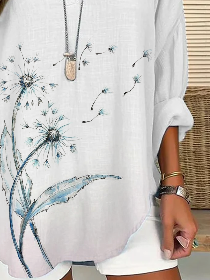 Women's Floral Print Casual V-Neck Shirt