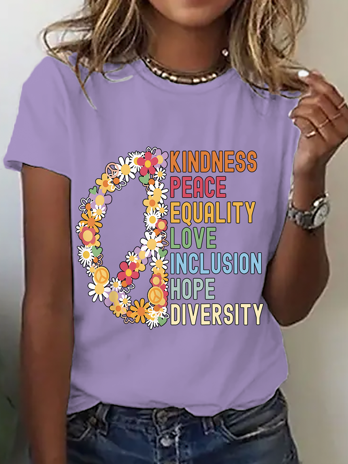 Kindness Peace Equality Love Hope Diversity Human Rights Cotton T-Shirt
