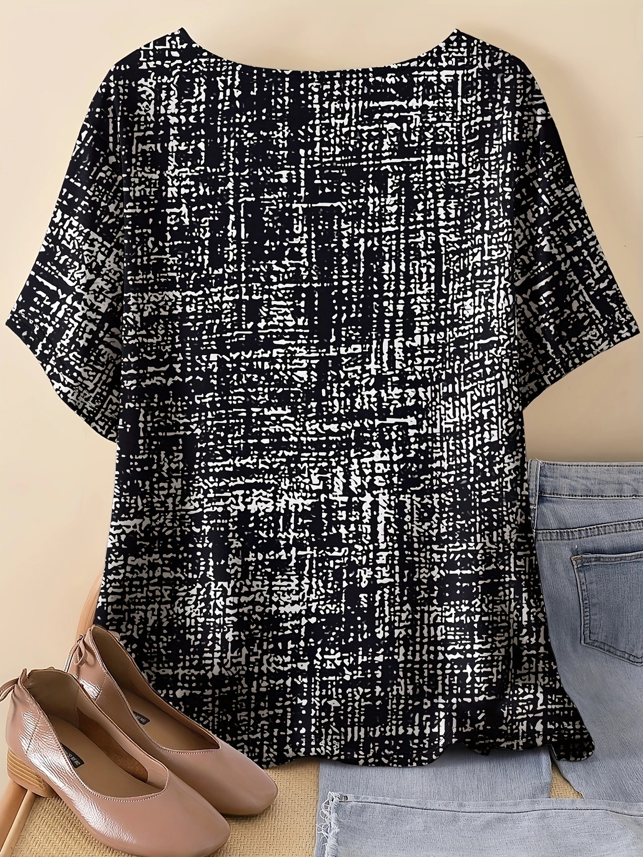 Loose Dolman Sleeve Simple T-Shirt