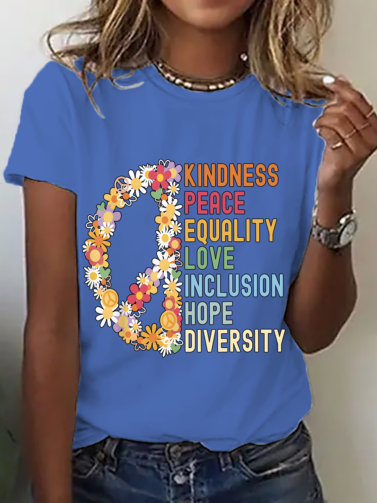 Kindness Peace Equality Love Hope Diversity Human Rights Cotton T-Shirt