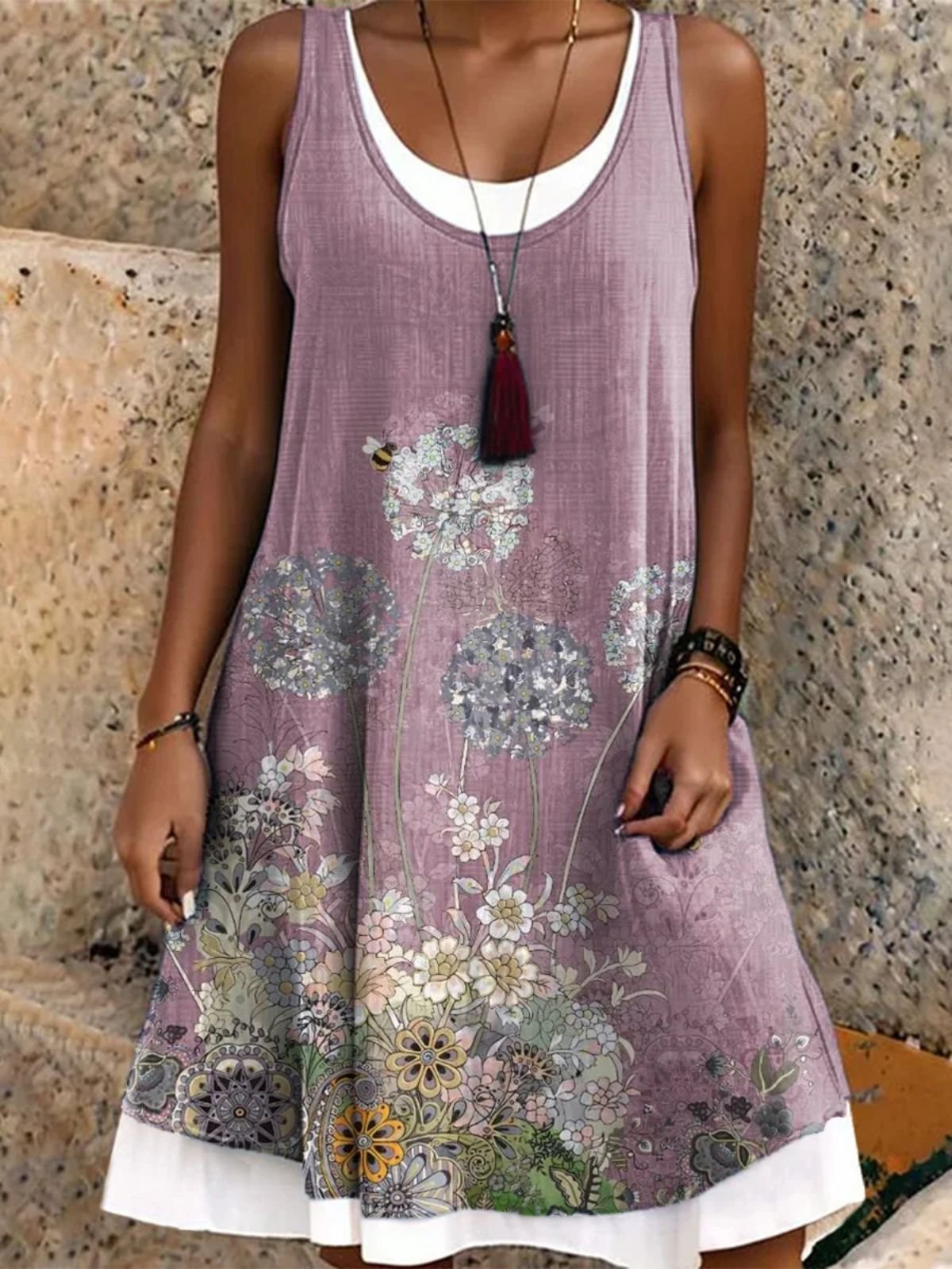 Cotton Vacation Dress With No
