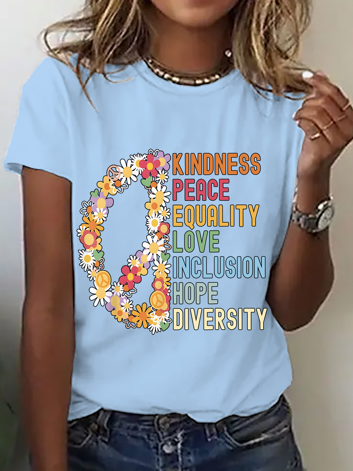 Kindness Peace Equality Love Hope Diversity Human Rights Cotton T-Shirt