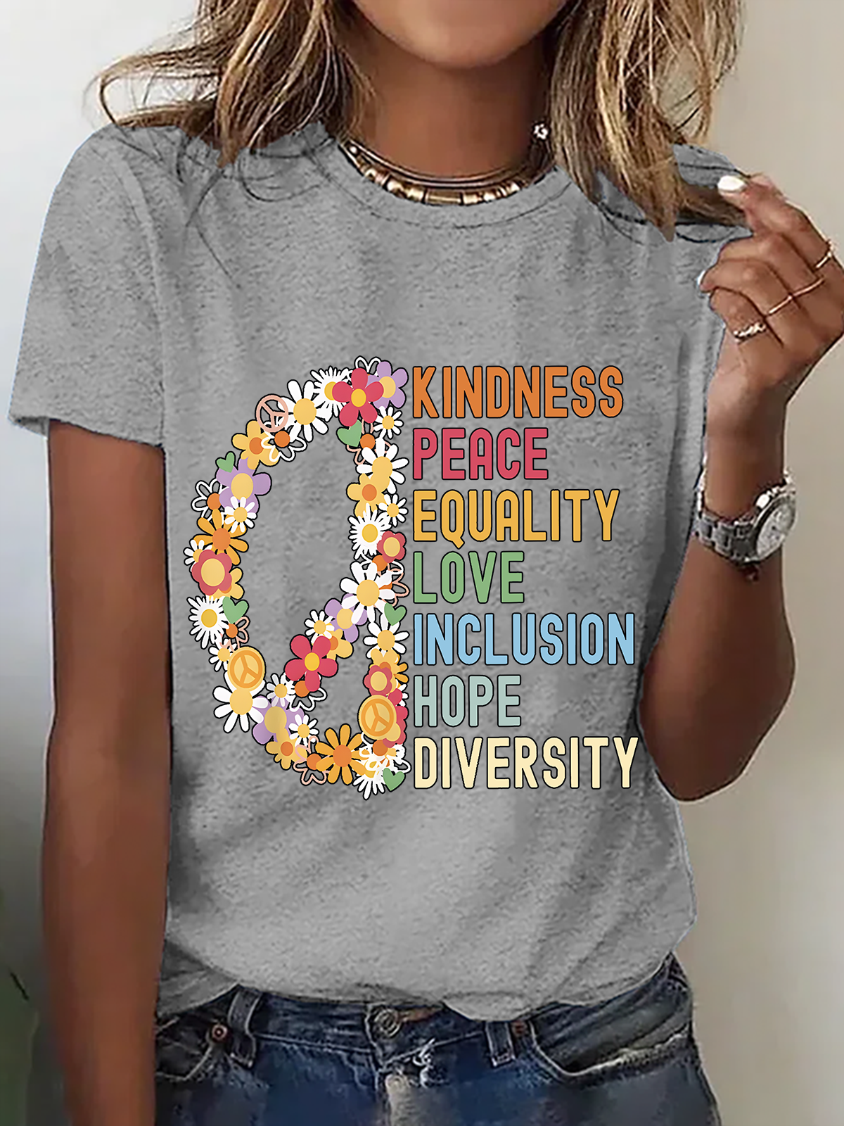 Kindness Peace Equality Love Hope Diversity Human Rights Cotton T-Shirt