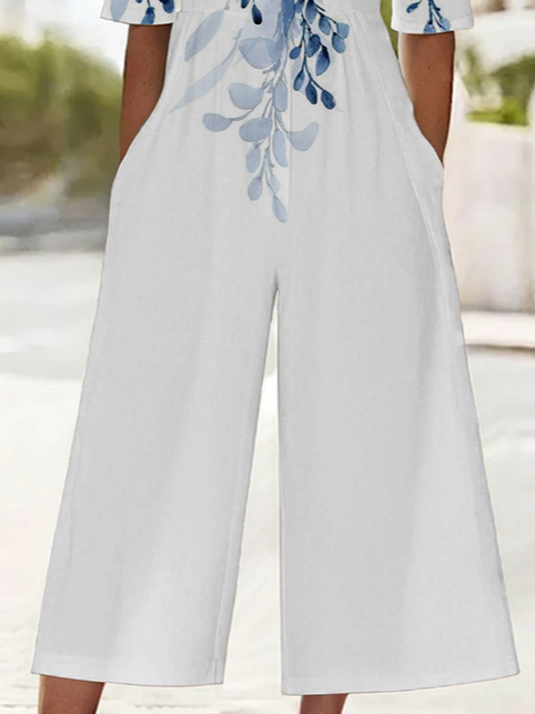 Women's H-Line V Neck Daily Going Out Casual Printing Floral Summer Ankle Pants Jumpsuit Romper