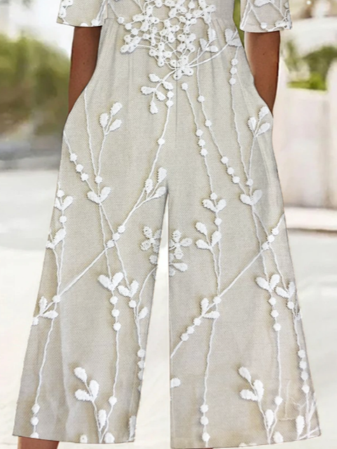 Women's H-Line V Neck Daily Going Out Casual Printing Floral Summer Ankle Pants Jumpsuit Romper