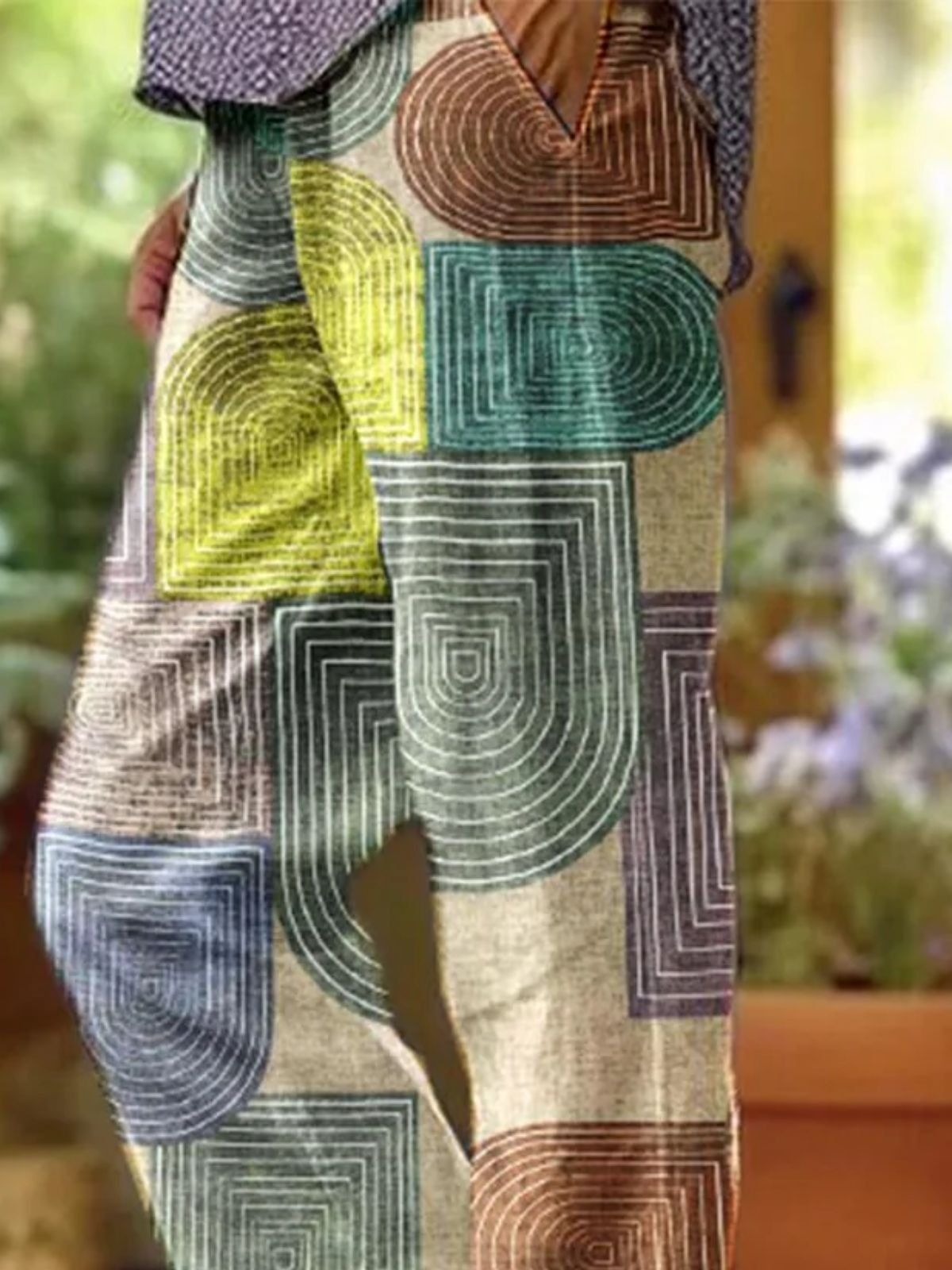 Casual Colorblock Linen Pants