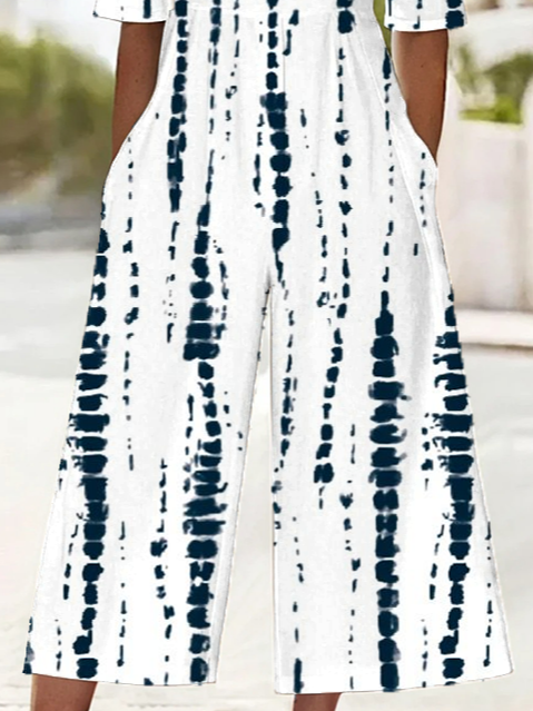 Women's H-Line V Neck Daily Going Out Casual Printing Striped Summer Ankle Pants Jumpsuit Romper