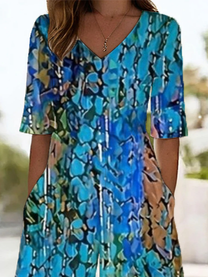 Women's H-Line V Neck Daily Going Out Casual Printing Abstract Summer Ankle Pants Jumpsuit Romper