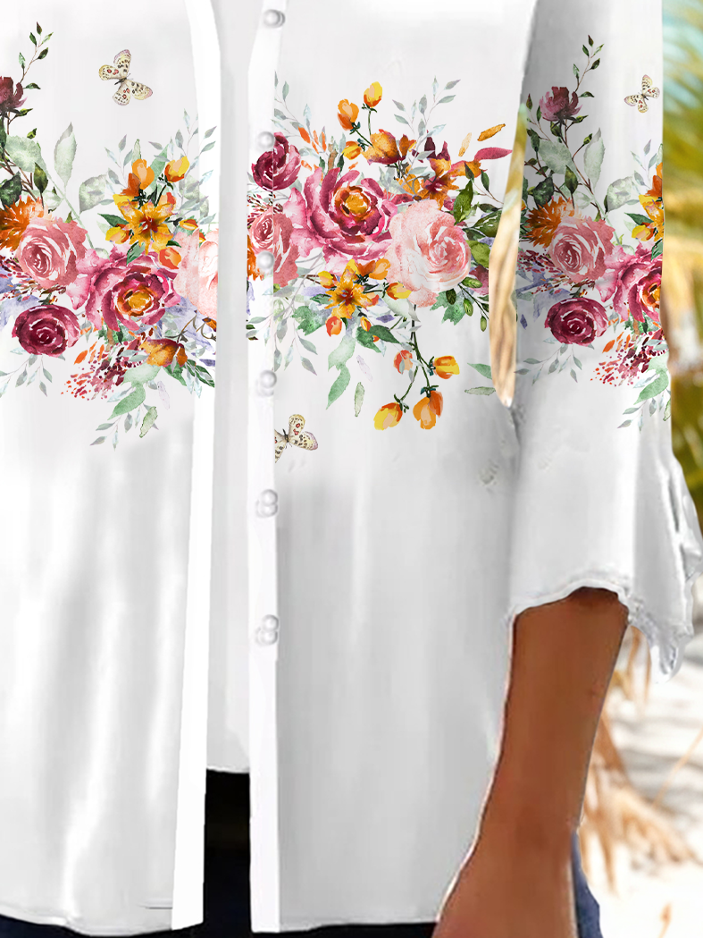 Women's Floral Print Casual Half Sleeve Cardigan