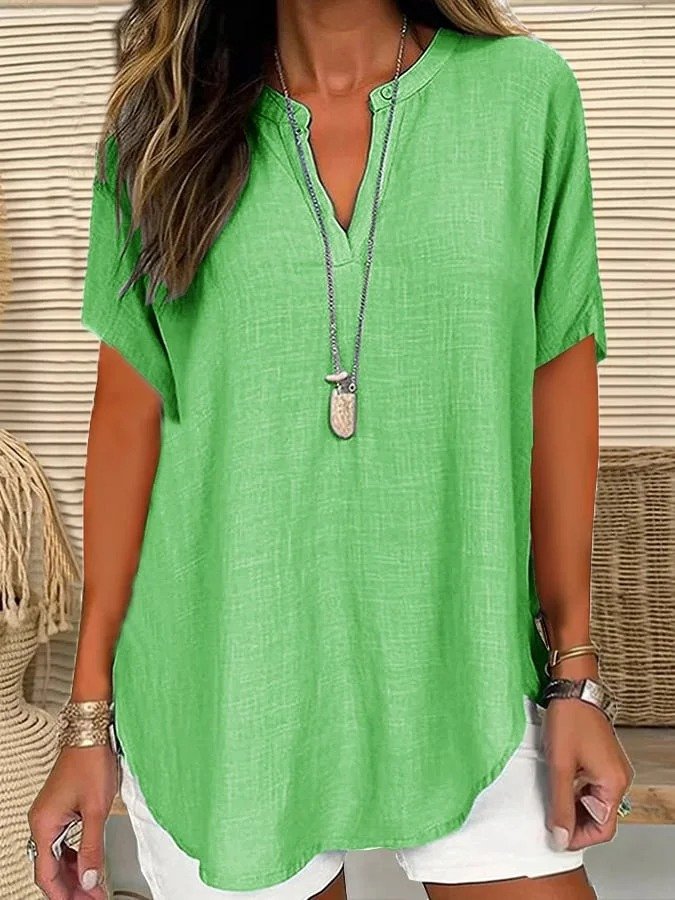 Simple Shawl Collar Loose Blouse