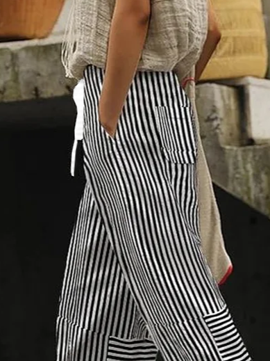 Women's Striped Print Spring Casual Pants