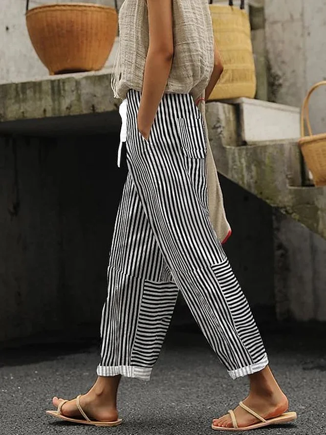 Women's Striped Print Spring Casual Pants