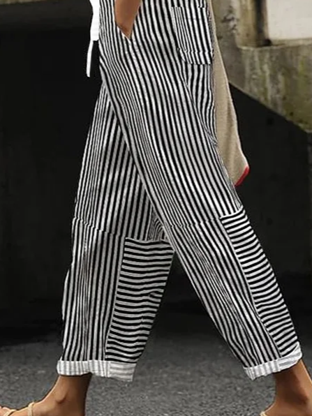 Women's Striped Print Spring Casual Pants