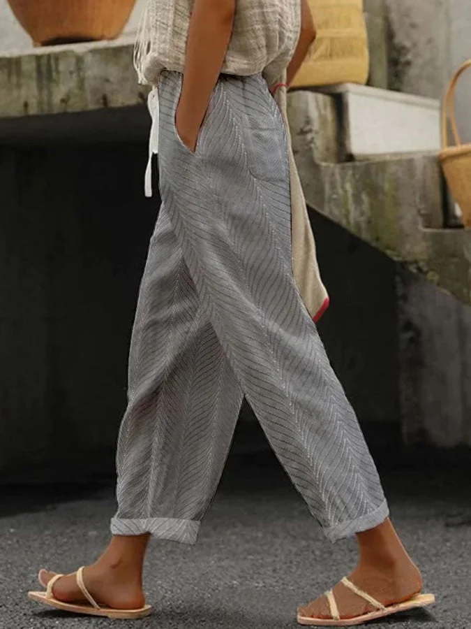 Women's Herringbone Print Casual Pants