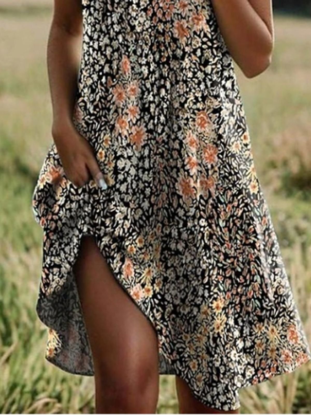 Cotton Shirt Collar Vacation Dress With No