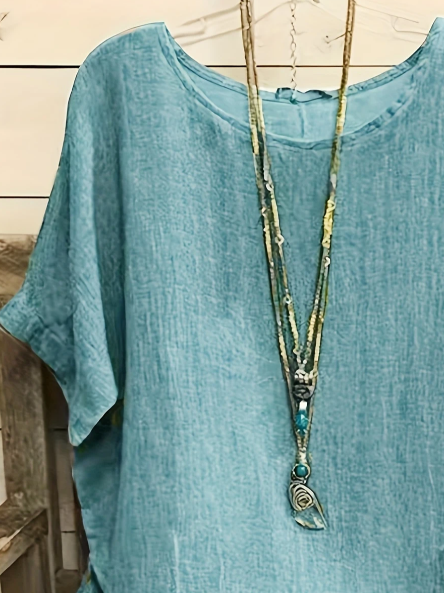 Women's Short Sleeve T-shirt Summer Green Plain Printing Crew Neck Daily Going Out Casual Top