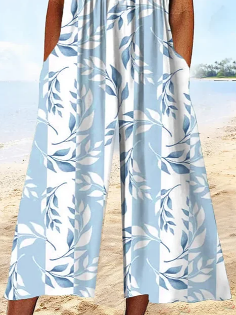 Women's H-Line V Neck Daily Going Out Casual Printing Floral Summer Ankle Pants Jumpsuit Romper