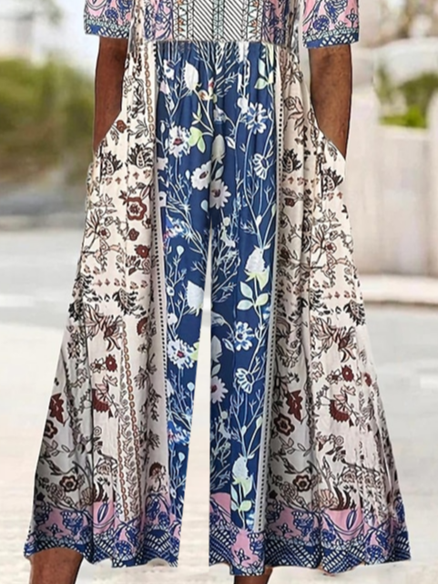 Women's H-Line V Neck Daily Going Out Casual Printing Floral Summer Ankle Pants Jumpsuit Romper