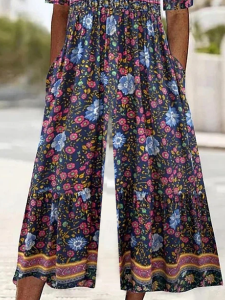 Women's H-Line V Neck Daily Going Out Casual Printing Floral Summer Ankle Pants Jumpsuit Romper