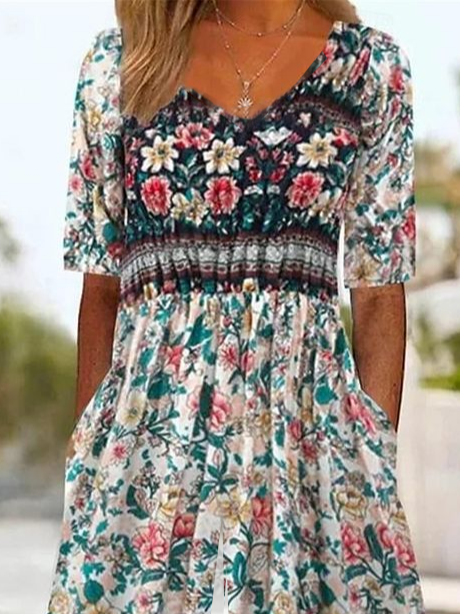 Women's H-Line V Neck Daily Going Out Casual Printing Floral Summer Ankle Pants Jumpsuit Romper