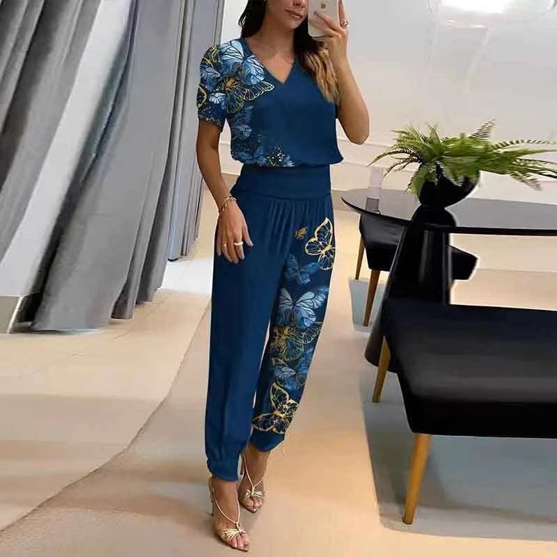 Women's Plain Daily Going Out Two-Piece Set darkgreen Casual Summer Top With Pants Matching Set