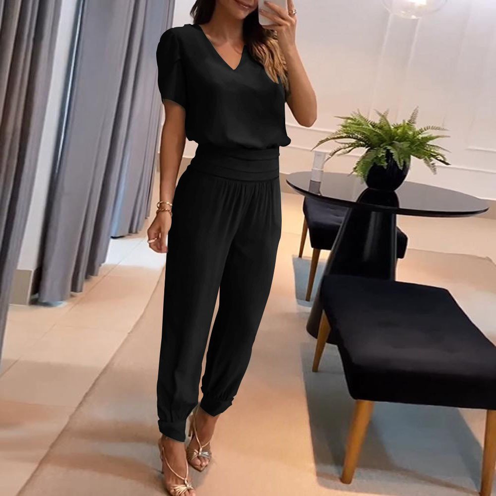 Women's Plain Daily Going Out Two-Piece Set darkgreen Casual Summer Top With Pants Matching Set