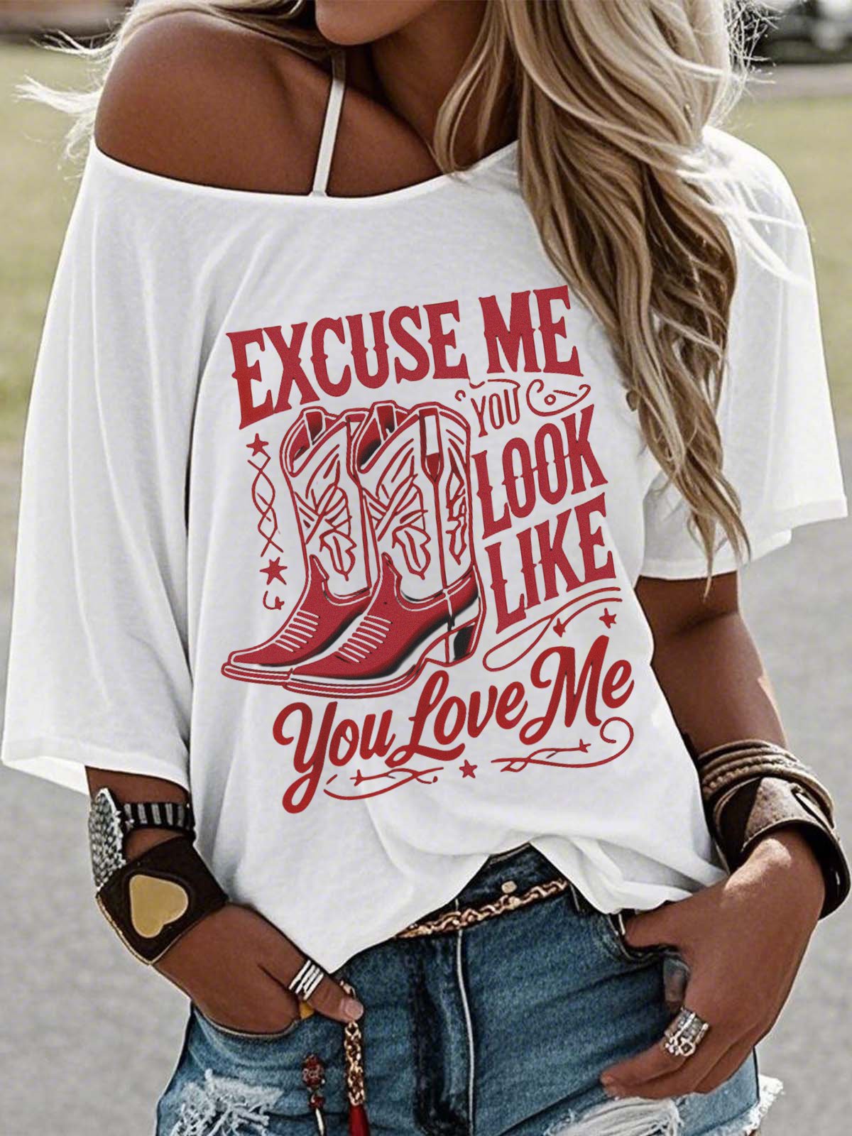 Western Style Round Neck Colored Cotton Short Sleeve T-Shirt