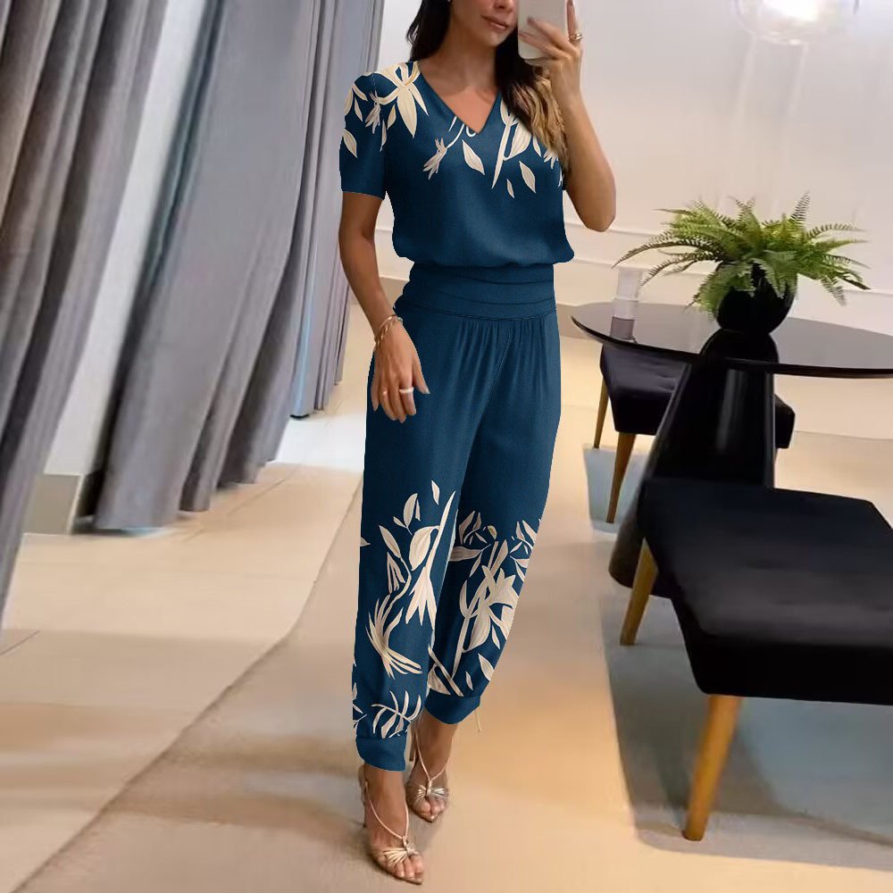 Women's Plain Daily Going Out Two-Piece Set darkgreen Casual Summer Top With Pants Matching Set