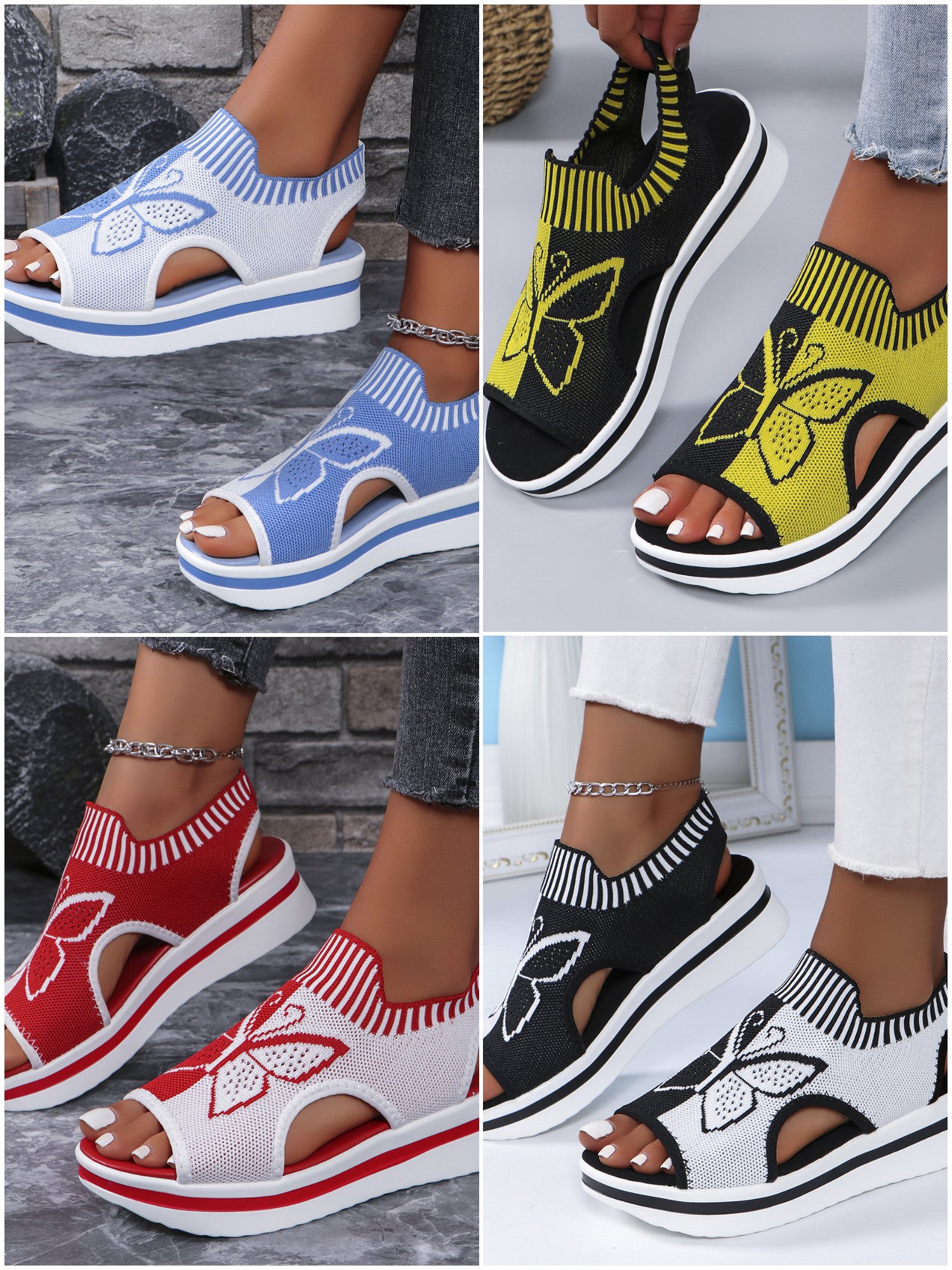 Women's summer new leisure flying woven hollow mesh fish mouth beach women's sports style sandals