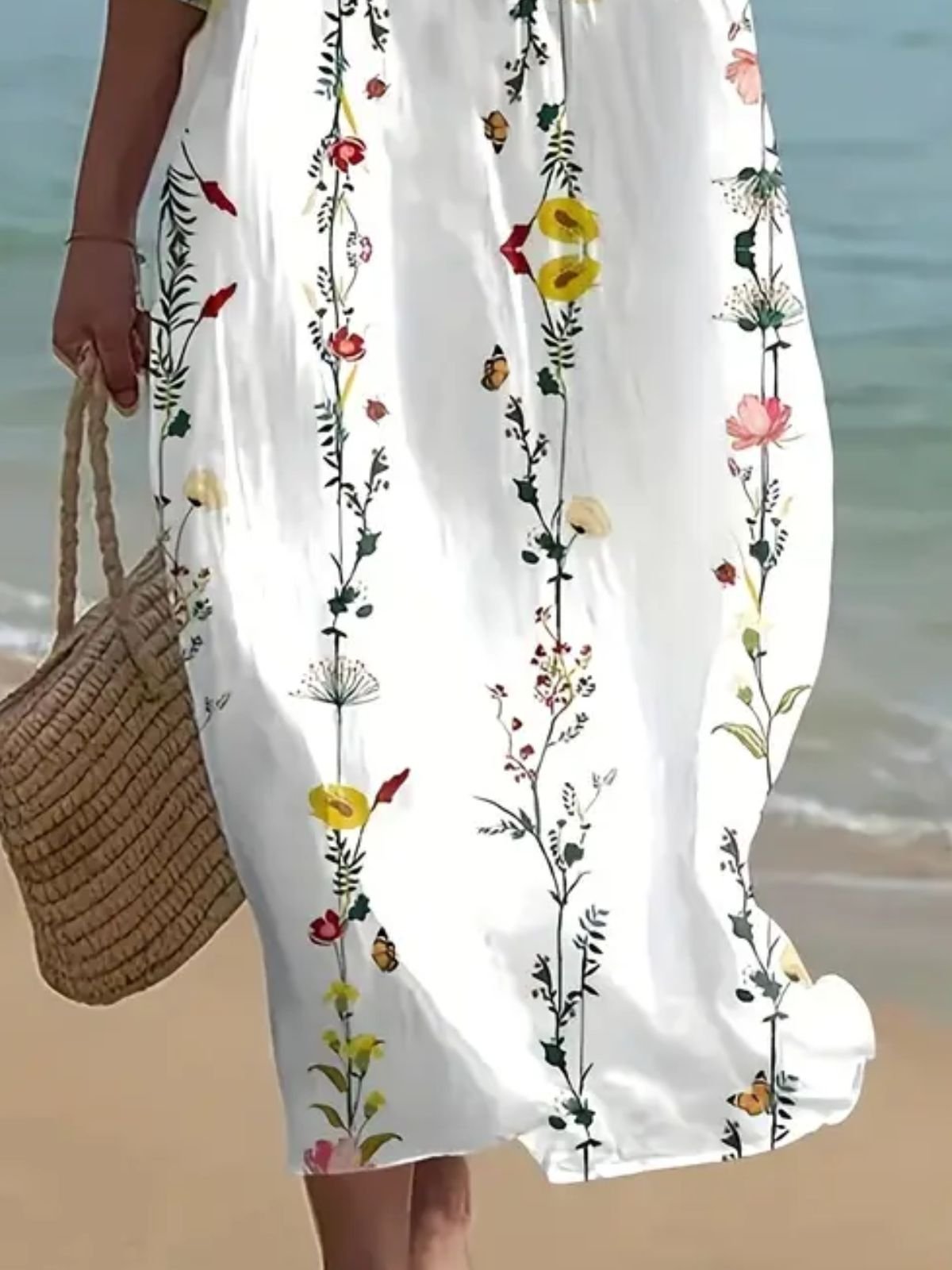 Casual Floral Dress With No